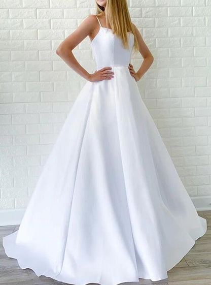 Women Satin Wedding Dresses Long A-Line Bridal Gowns YWD102