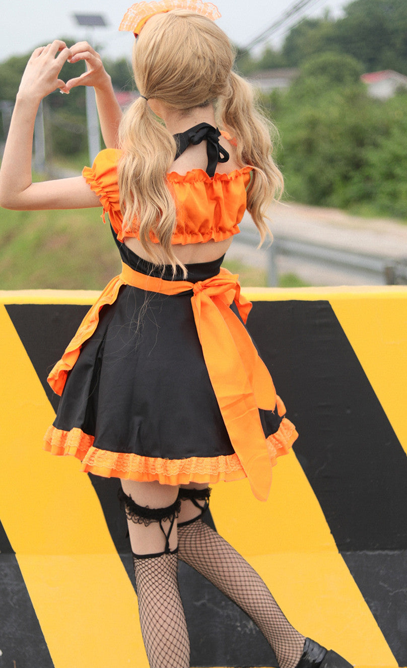 Anime Maid Cosplay Costume Dress for School Girls Halloween Maid Outfits Cute Lolita Dress YCC014