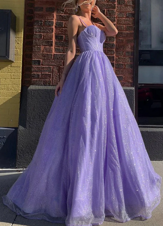 Women A-Line Prom Dresses Long Tulle Evening Party Dress YPD044