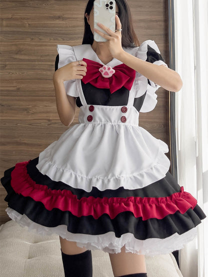 Anime Maid Cosplay Costume Dress for School Girls Halloween Maid Outfits Cute Lolita Dress YCC009