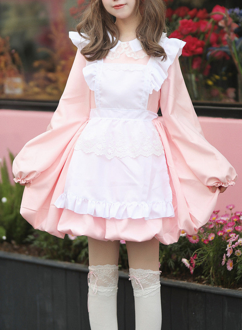 Anime Maid Cosplay Costume Dress for School Girls Halloween Maid Outfits Cute Lolita Dress YCC081