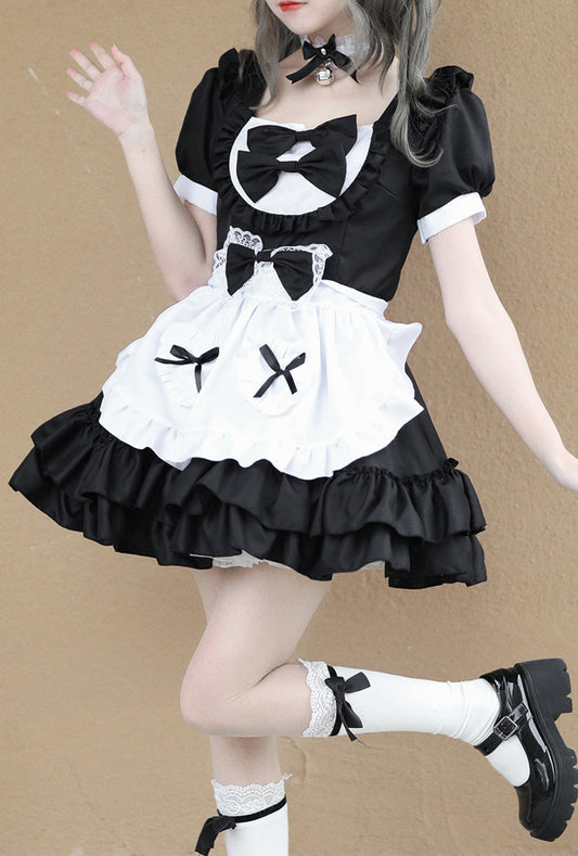 Anime Maid Cosplay Costume Dress for School Girls Halloween Maid Outfits Cute Lolita Dress YCC048