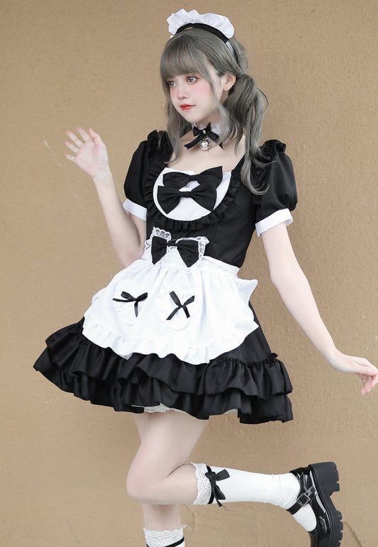 Anime Maid Cosplay Costume Dress for School Girls Halloween Maid Outfits Cute Lolita Dress YCC019