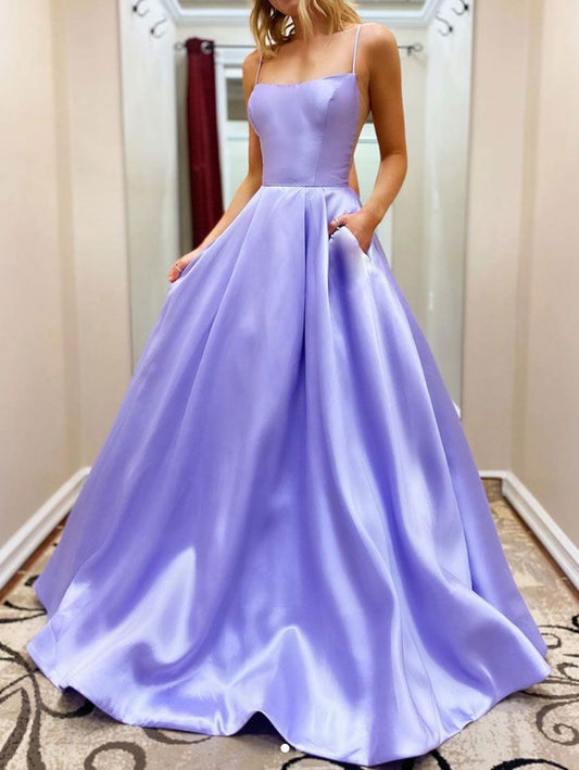 Women Satin Prom Dresses Long A-Line Evening Gowns Sleeveless Formal Party Dress YPD923