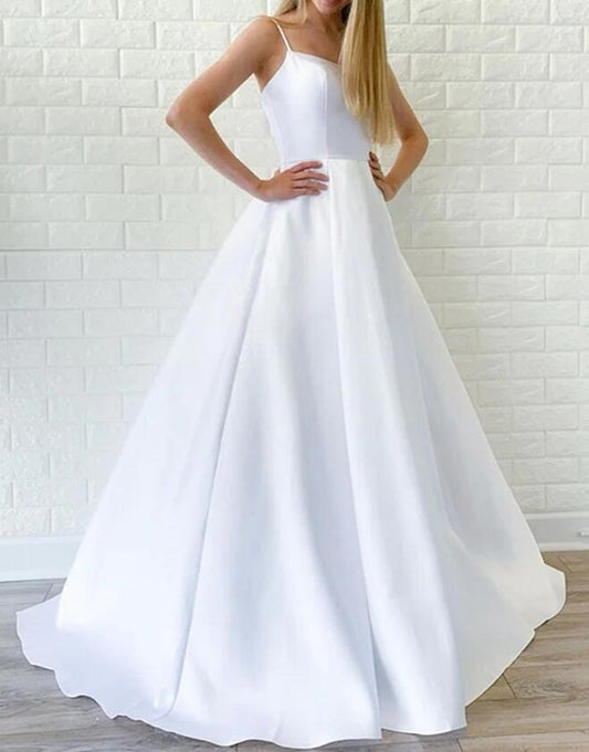 Women Satin Wedding Dresses Long A-Line Bridal Gowns YWD102