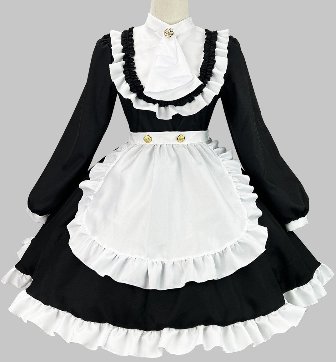 Anime Maid Cosplay Costume Dress for School Girls Halloween Maid Outfits Cute Lolita Dress YCC075