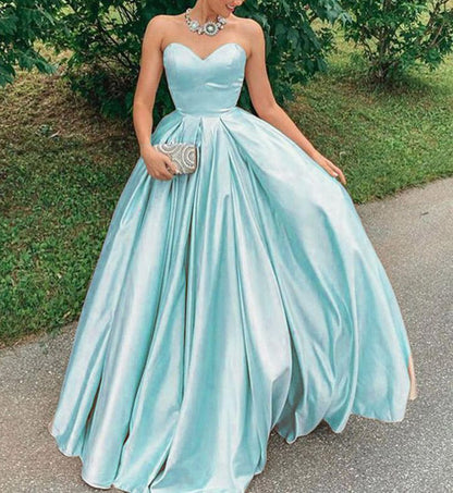Women Satin Formal Prom Dresses Long Sweetheart Evening Party Gowns YPD949