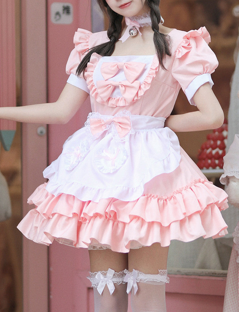 Anime Maid Cosplay Costume Dress for School Girls Halloween Maid Outfits Cute Lolita Dress YCC104