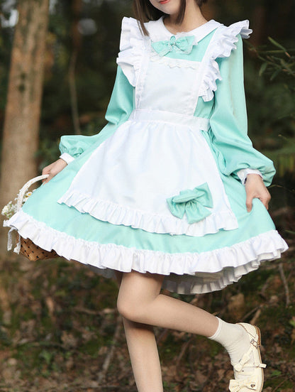 Anime Maid Cosplay Costume Dress for School Girls Halloween Maid Outfits Cute Lolita Dress YCC106