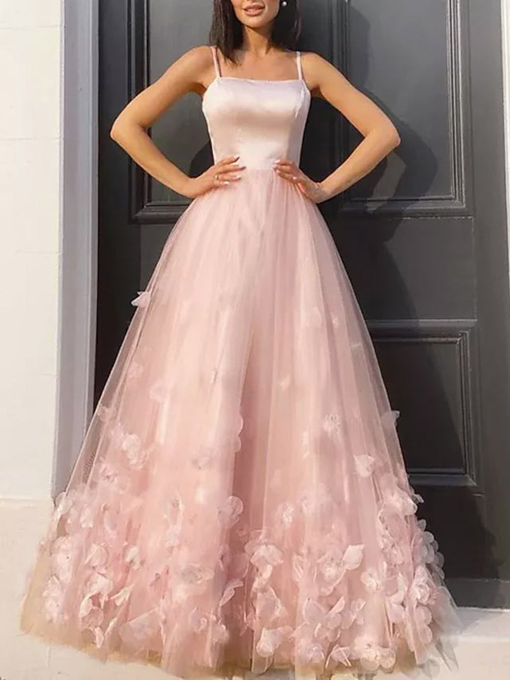 Women A-Line Tulle Formal Prom Dresses Long Sleeveless Evening Party Gowns YPD954