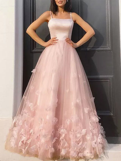 Women A-Line Tulle Formal Prom Dresses Long Sleeveless Evening Party Gowns YPD954