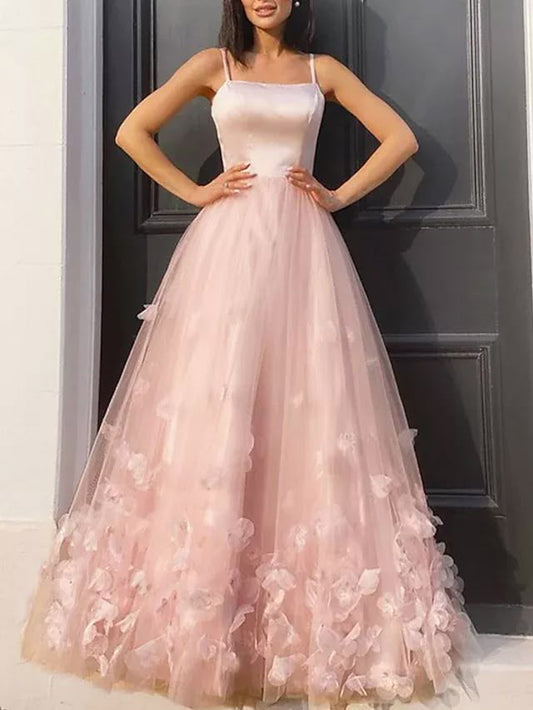 Women A-Line Tulle Formal Prom Dresses Long Sleeveless Evening Party Gowns YPD954