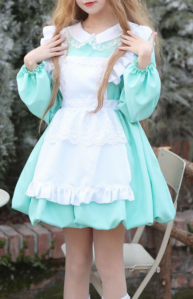 Anime Maid Cosplay Costume Dress for School Girls Halloween Maid Outfits Cute Lolita Dress YCC040