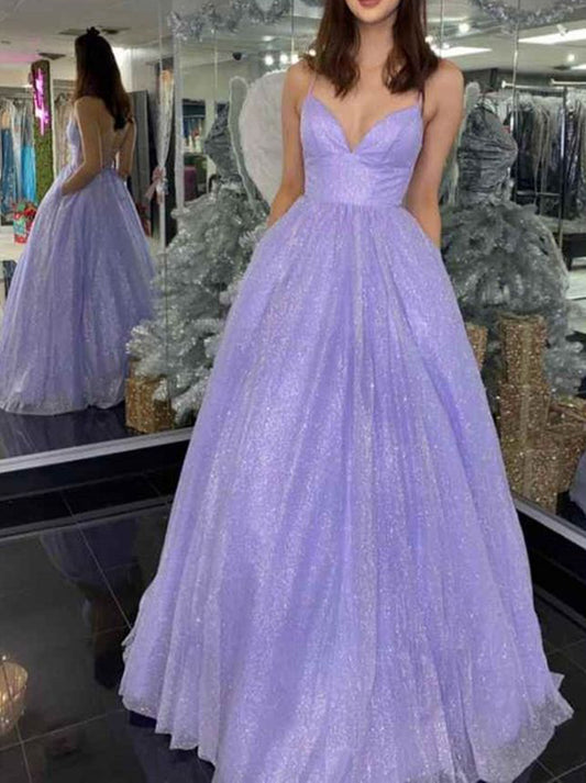 Women V-Neck Tulle Formal Prom Dresses Long Sleeveless Evening Party Gowns YPD940