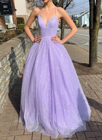 Women Tulle Prom Dresses Long V-Neck Evening Gowns Sleeveless Formal Party Dress YPD916