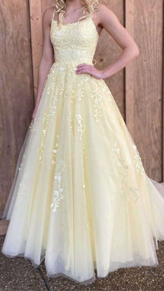 Women Lace Prom Dresses Long Appliques Evening Gowns Lace Up Formal Party Dress YPD891