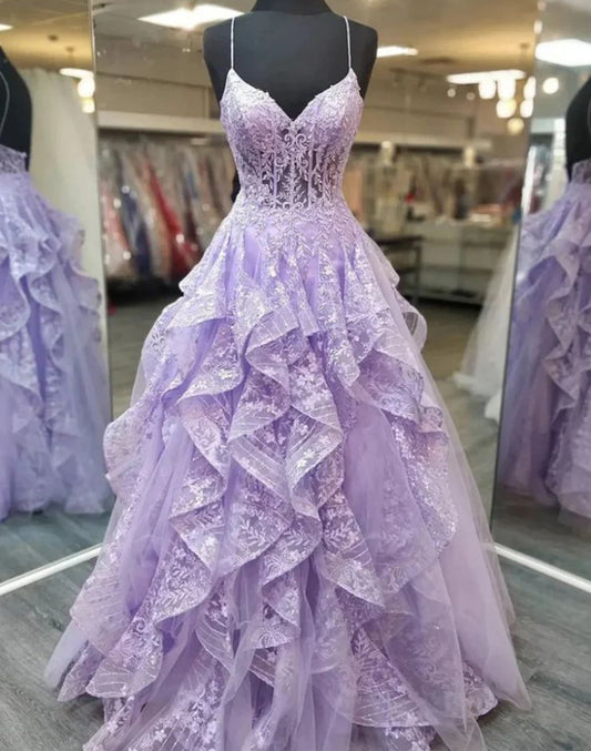 Women Lace Prom Dresses Long Appliques Evening Gowns Sleeveless Formal Party Dress YPD910