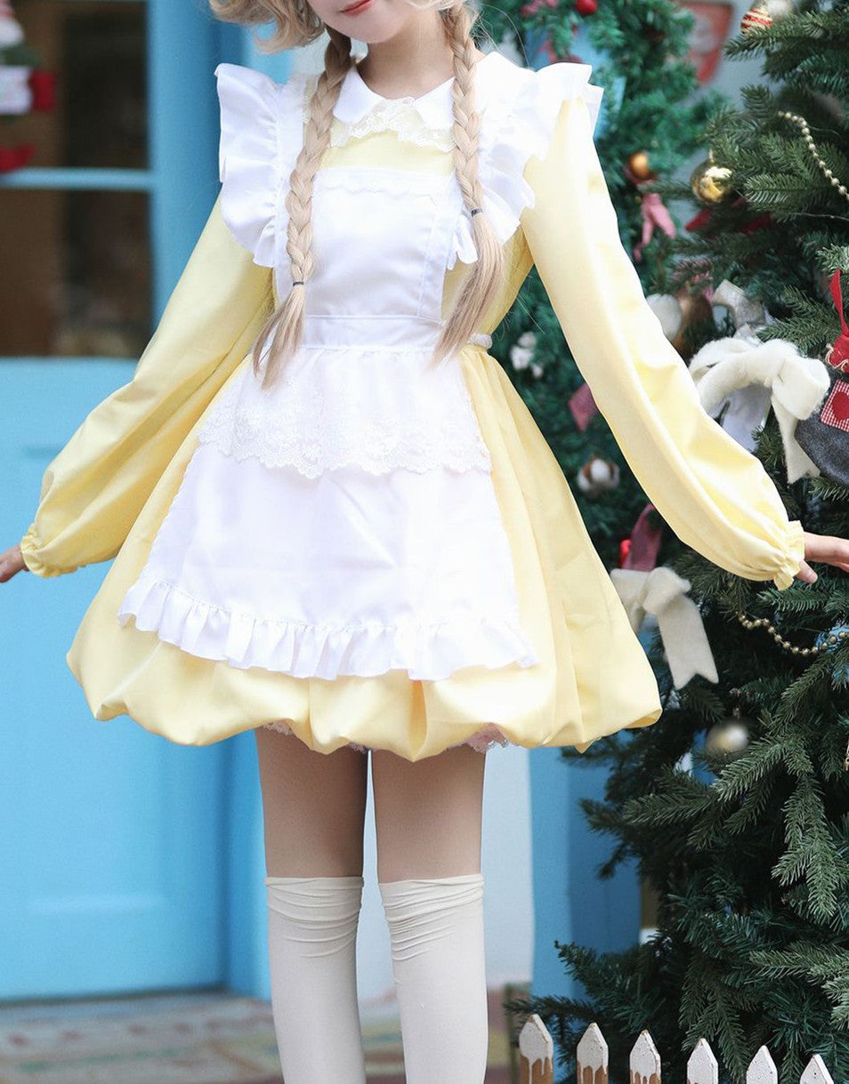 Anime Maid Cosplay Costume Dress for School Girls Halloween Maid Outfits Cute Lolita Dress YCC108