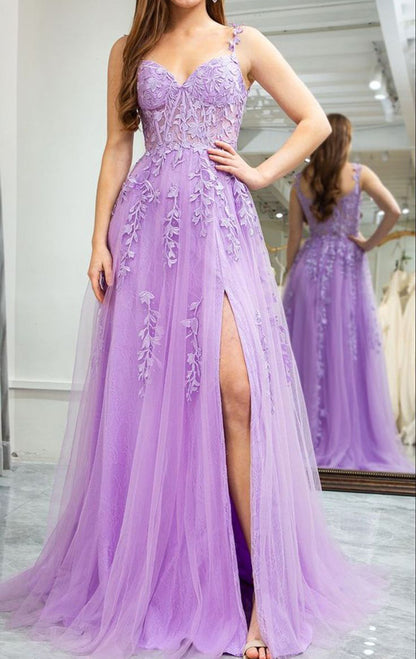 Women Lace Formal Prom Dresses Long Appliques Evening Party Gowns YPD943