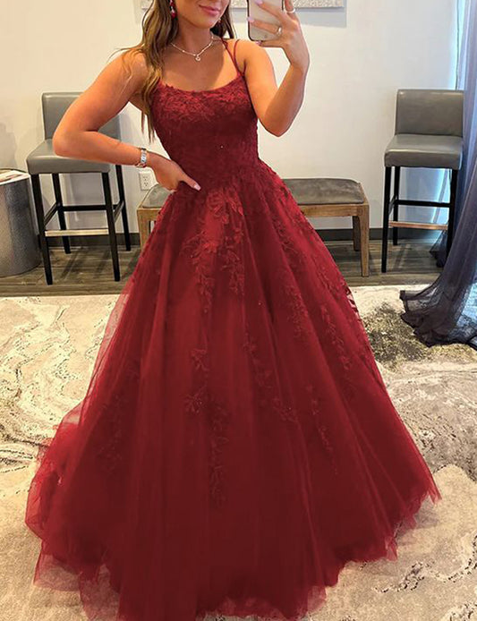 Women Lace Prom Dresses Long Appliques Evening Gowns Sleeveless Formal Party Dress YPD932