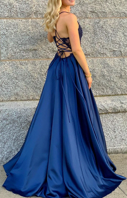 Women Lace Prom Dresses Long V-Neck Evening Gowns Formal Party Dress YPD422