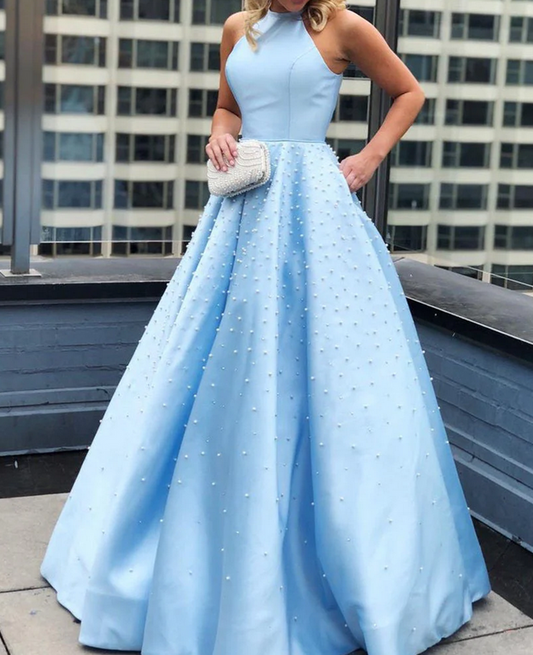 Women Beads Prom Dresses Long A-Line Evening Gowns Formal Party Dress YPD450