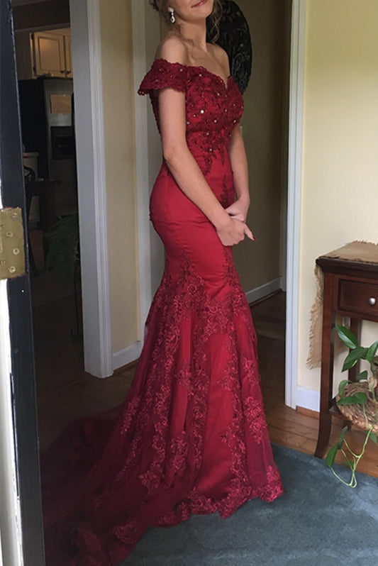 Women Mermaid Prom Dresses Long Lace Evening Gowns Formal Party Dress YPD269