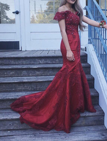 Women Mermaid Prom Dresses Long Lace Evening Gowns Formal Party Dress YPD268