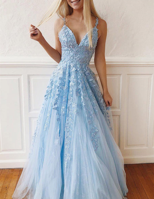 Women Lace Prom Dresses Long Appliques Evening Party Dress YPD151