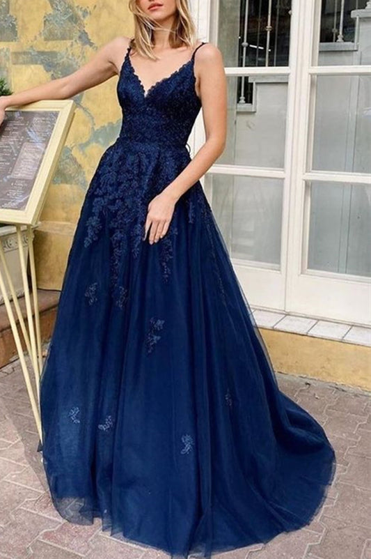 Women Lace Prom Dresses Long Appliques Evening Party Dress YPD152