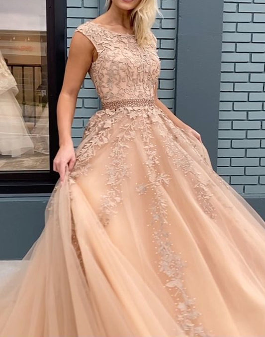 Women Lace Prom Dresses Long Appliques Evening Party Dress YPD107