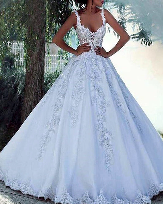 Women Ball Gown Appliques Wedding Dresses Long Lace Bridal Gowns YWD172