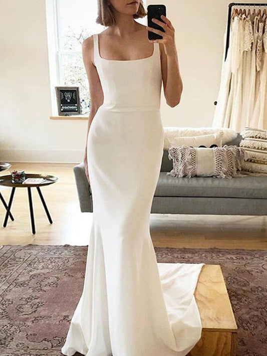 Women Straps Wedding Dresses Long Sleeveless Bridal Gowns YWD126