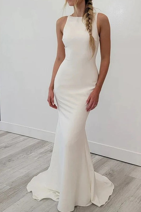 Women Sheath Wedding Dresses Long Sleeveless Bridal Gowns YWD128