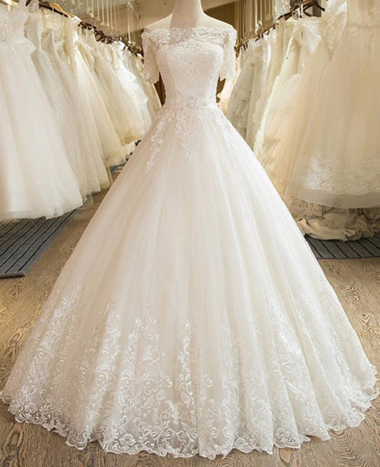 Women Lace Appliques Wedding Dresses Long Ball Gown Bridal Gowns YWD133