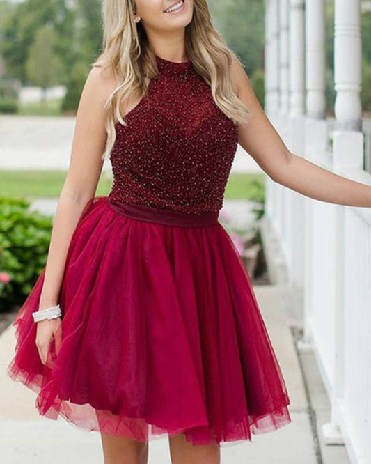 Women Beads Prom Dresses Short Cocktail Gowns Girls Homecoming Dresses Short Graduation Dress YHD076
