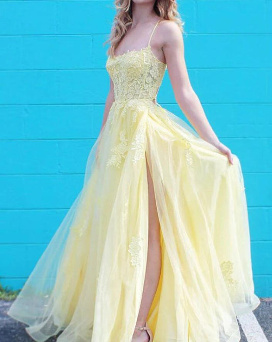 Women Lace Prom Dresses Long Appliques Evening Gowns Formal Party Dress YPD523
