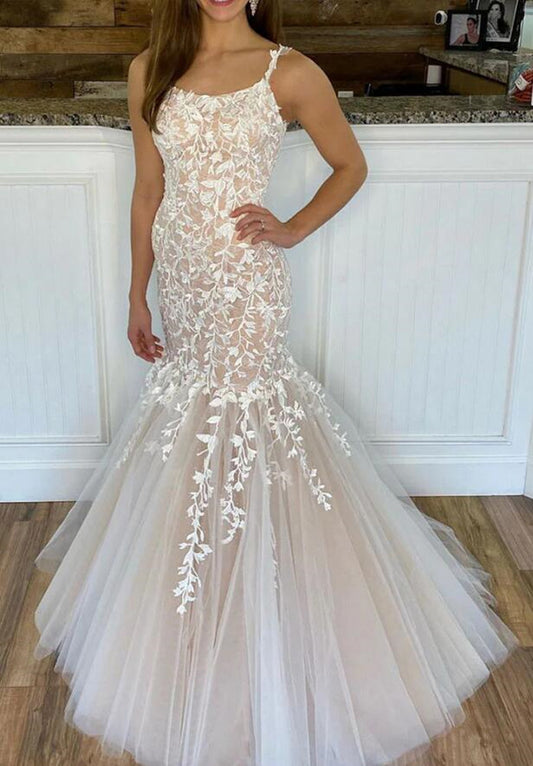 Women Lace Prom Dresses Long Appliques Evening Gowns Formal Party Dress YPD528