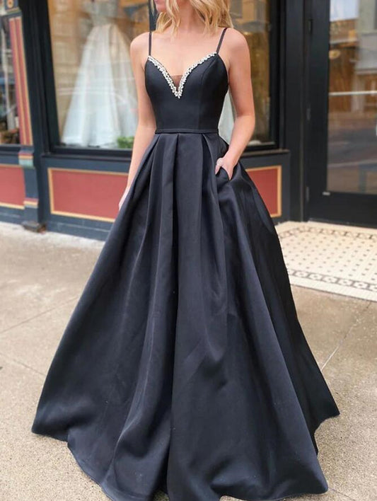 Women Satin Prom Dresses Long V-Neck Evening Gowns Formal Party Dress YPD511