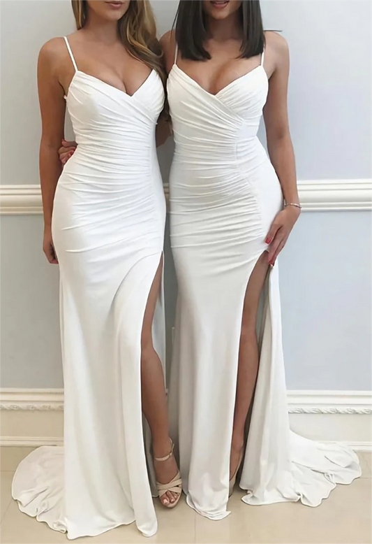 Women Side Split Prom Dresses Long V-Neck Evening Gowns Formal Party Dress YPD556