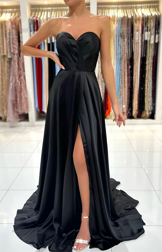 Women Side Split Prom Dresses Long Satin Evening Gowns Formal Party Dress YPD551
