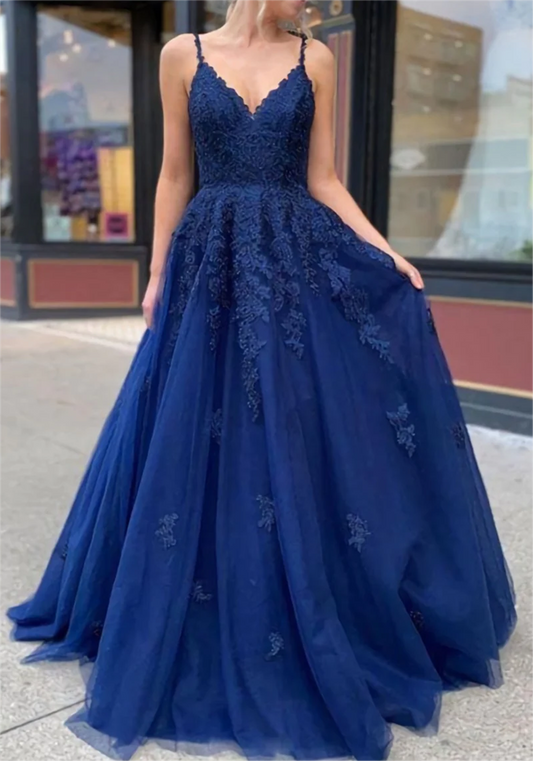 Women Lace Prom Dresses Long V-Neck Evening Gowns Formal Party Dress YPD554