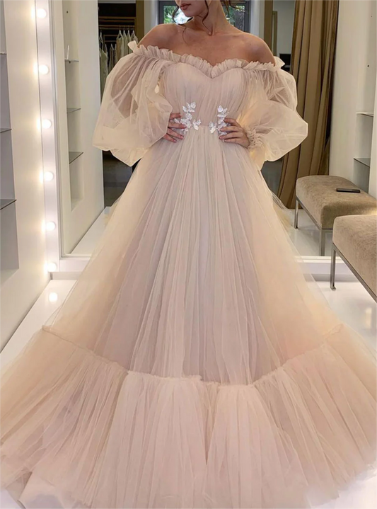 Women Tulle Prom Dresses Long Lace Evening Gowns Formal Party Dress YPD501