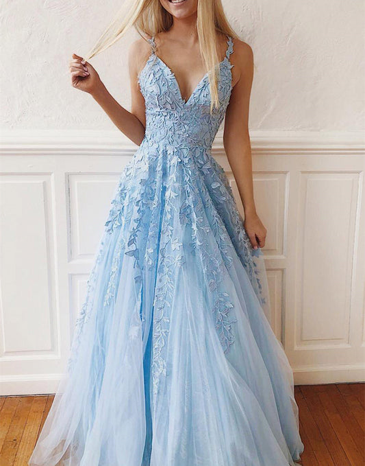 Women Lace Prom Dresses Long Appliques Evening Party Dress YPD114