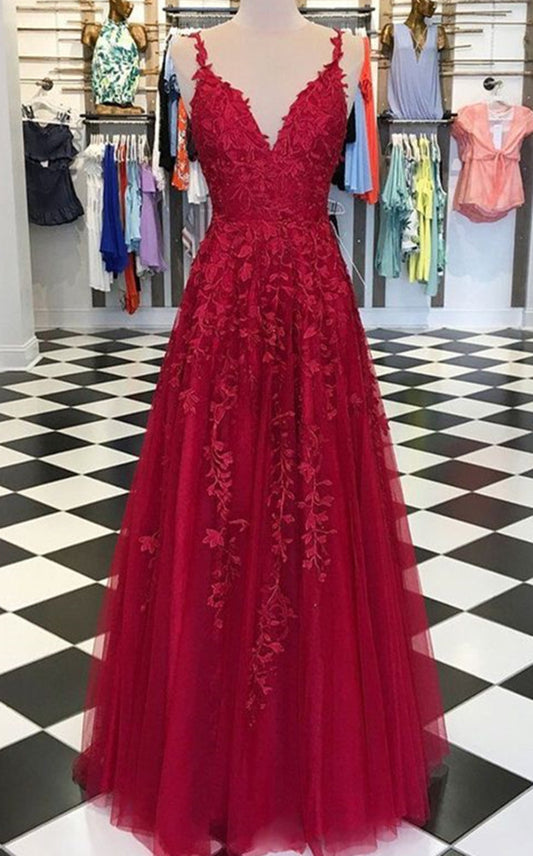 Women Lace Prom Dresses Long Appliques Evening Party Dress YPD116