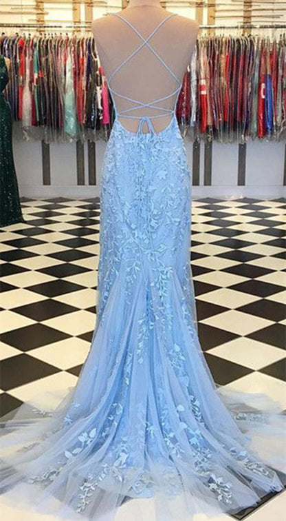 Women Lace Prom Dresses Long Appliques Evening Party Dress YPD122