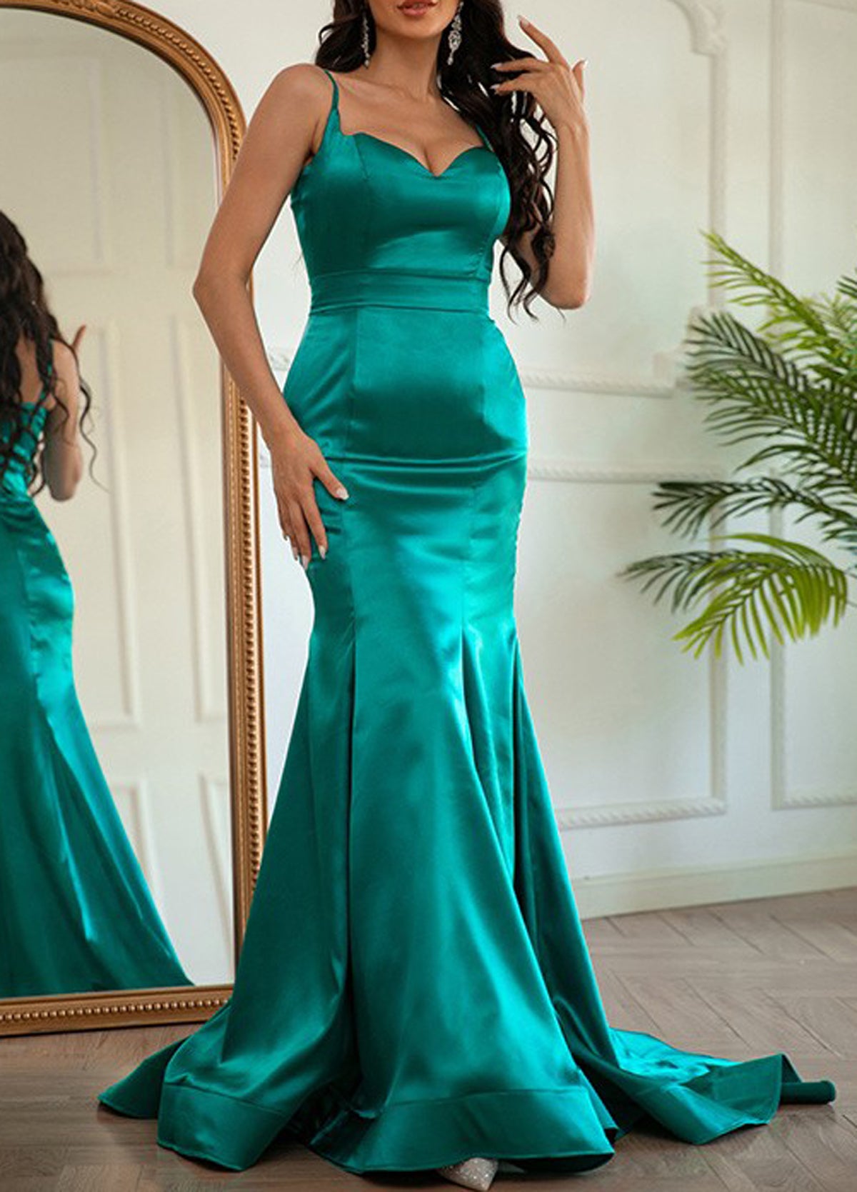 Women Mermaid Prom Dress Long Satin Evening Gowns Fashion Party Dress YPD843