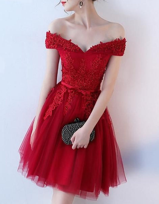 Women Lace Prom Dresses Short Cocktail Gowns Girls Appliques Homecoming Dresses Short Graduation Dress YHD022