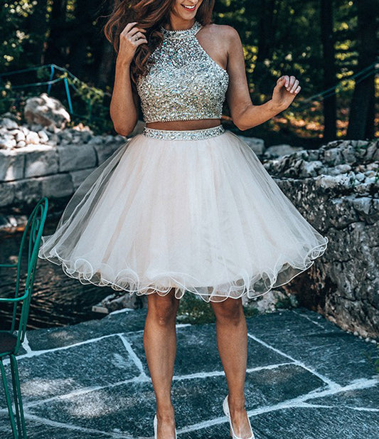 Women A-Line/Princess Prom Dresses Short Beadings Cocktail Gowns Girls Sleeveless Homecoming Dresses Short Graduation Dress YHD303