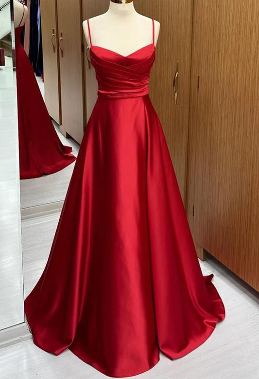 Women Spaghetti Straps Bridesmaid Dress Long Satin Prom Gowns Fashion Wedding Party Dress YBD013